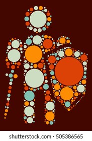 warrior shape vector design by color point
