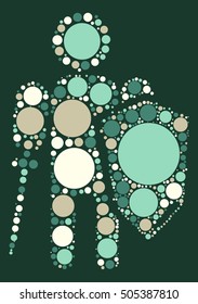 warrior shape vector design by color point
