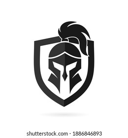 warrior in shield logo concept