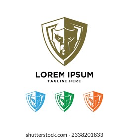 warrior shield logo design vector