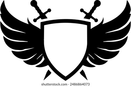 warrior shield logo with knife and wings