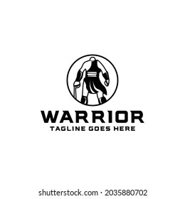 warrior silhouette Logo emblem Icon. spartan Vector Modern Symbol. man mascot for Company and business