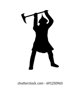 Warrior Silhouette on white background. Isolated Vector illustration.