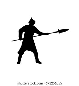 Warrior Silhouette on white background. Isolated Vector illustration.
