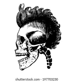 warrior skull illustration.T-shirt graphics.