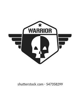 Warrior Skull Military Army like Badge Black Vector Logo