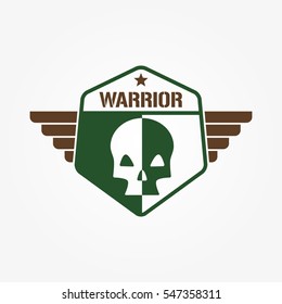 Warrior Skull Military Army like Badge Vector Logo