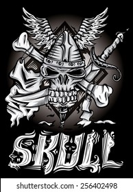 Warrior Skull, Pirate bone and sword (Vector Art)