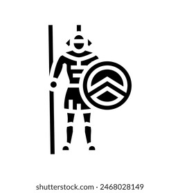 warrior soldier roman greek glyph icon vector. warrior soldier roman greek sign. isolated symbol illustration