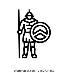 warrior soldier roman greek line icon vector. warrior soldier roman greek sign. isolated contour symbol black illustration