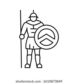 warrior soldier roman greek line icon vector. warrior soldier roman greek sign. isolated contour symbol black illustration