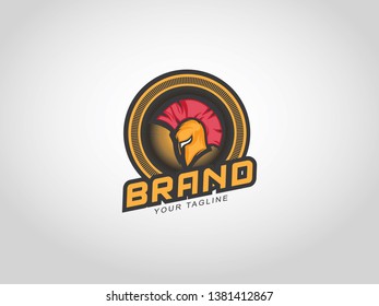 warrior spartan logo with shield 