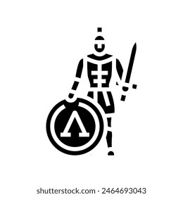 warrior spartan roman greek glyph icon vector. warrior spartan roman greek sign. isolated symbol illustration