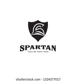 WARRIOR SPARTAN SHIELD LOGO TEMPLATE. FLAT STYLE LOGO VECTOR DESIGN