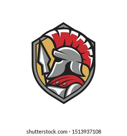 Vector con el logotipo Escudo Espartano del Guerrero