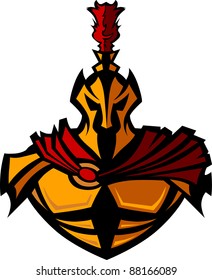 Warrior Spartan Trojan Vector Mascot  Wearing Armor and Helmet