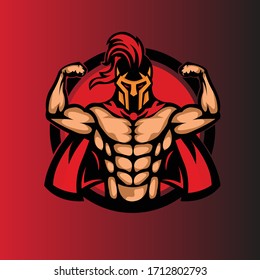 plantilla de placa de logotipo vectorial guerrero spartan