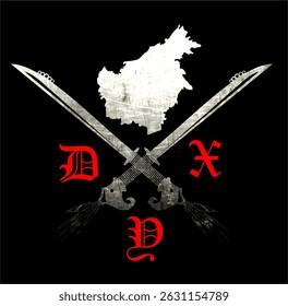 Warrior Spirit Borneo Crossed Swords Heritage Symbol Tribal Pride. VECTOR ILLUSTRATOR