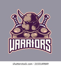 Warrior sword logo mascot cartoon