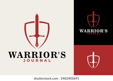 Warrior Sword Pen Journal Notes Logo Design