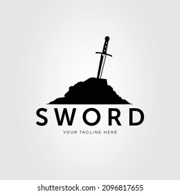 Schwertpiercing-Stein-Logo, Vektorgrafik-Design