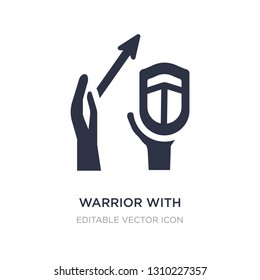 warrior with sword and shield icon on white background. Simple element illustration from Guestures concept. warrior with sword and shield icon symbol design.