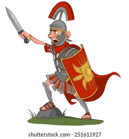 Warrior with sword. Vector illustration.