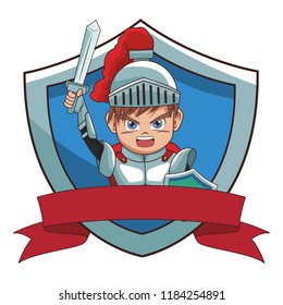 Warrior with sword videogame cartoon