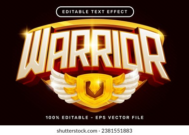 warrior text effect and editable text effect with wings and shield illustration