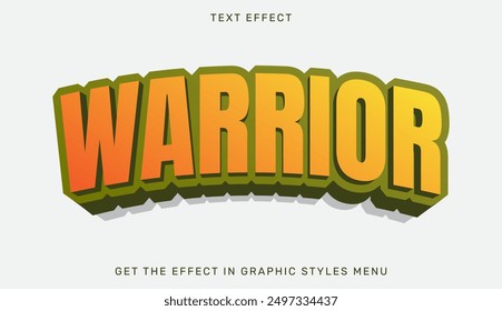 Warrior text effect template in 3d design
