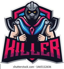 warrior with two axes on the hand illustration