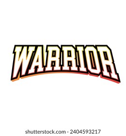 Warrior typography design with map vector. Editable college t-shirt design printable text effect vector	