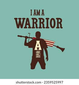 I am a Warrior USA Vector Flat Hand Drawn Illustration