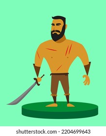 Warrior. Vector. Illustration. Hero. Man. Male. 