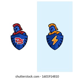 Warrior  Vector with shield with DS initial and power symbol inside it
