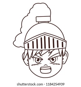 Warrior videogame cartoon in black and white