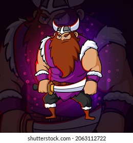 The warrior of the viking esport mascot design of illustration