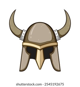 warrior viking helmet cartoon. horned medieval, armor scandinavia, saga raider warrior viking helmet sign. isolated symbol vector illustration