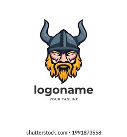 warrior viking logo mascot for e sport gaming style technology business company