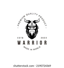 Warrior Viking Old  Man logo icon symbol black and white vintage template for labels, emblems, badges or design template