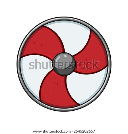 warrior viking shield cartoon. battle defense, round iron, historical replica warrior viking shield sign. isolated symbol vector illustration