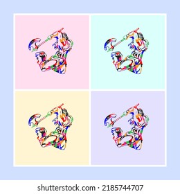 warrior vikings colorful pop art