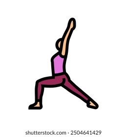 warrior i virabhadrasana i yoga color icon vector. warrior i virabhadrasana i yoga sign. isolated symbol illustration