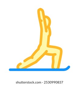 warrior i virabhadrasana i yoga color icon vector. warrior i virabhadrasana i yoga sign. isolated symbol illustration