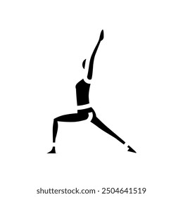 warrior i virabhadrasana i yoga glyph icon vector. warrior i virabhadrasana i yoga sign. isolated symbol illustration