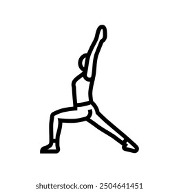 warrior i virabhadrasana i yoga line icon vector. warrior i virabhadrasana i yoga sign. isolated contour symbol black illustration