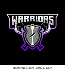 warrior weapons axe and shield logo design for team sports and gaming