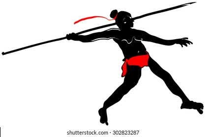 Warrior wielding a spear in battle