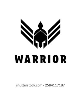 warrior wing helmet logo design concept idea