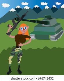 Warrior Woman 4
A commando lady stands next to a tank